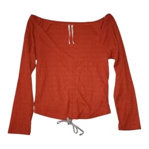Anthropologie Sabrina Top Womens Size XS Burnt Orange Cinched Crop Boho Festival